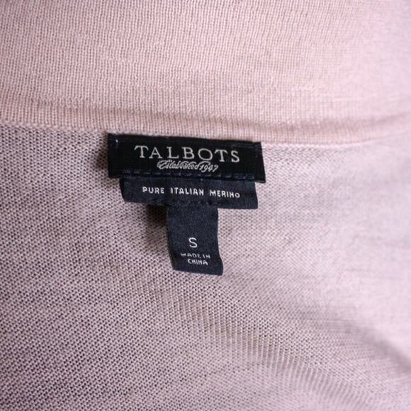 Talbots Merino Wool Cardigan Sweater Open Front Lightweight Peach S - Picture 4 of 5